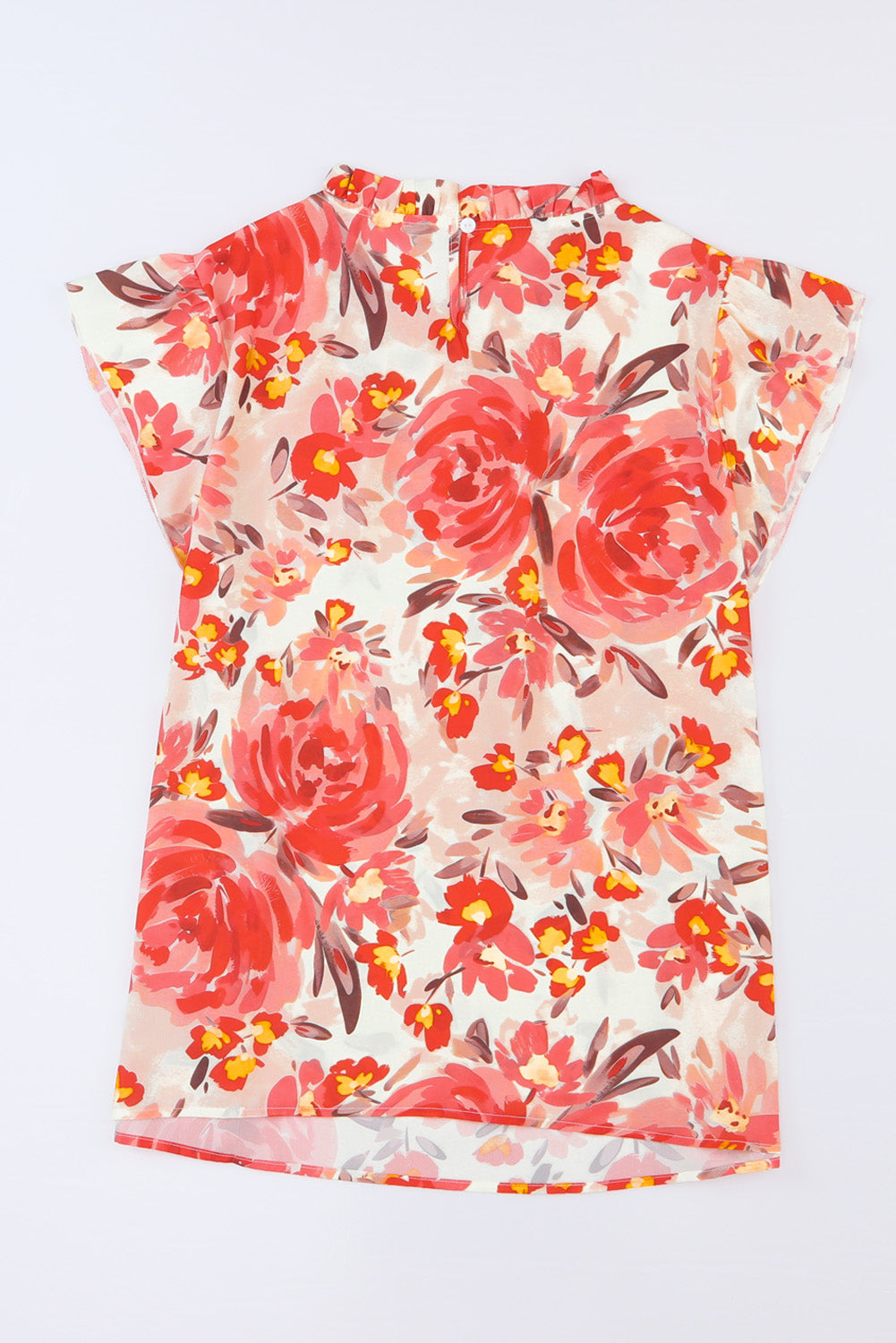 Plus Size Frilled Neck Ruffle Sleeveless Floral Dress