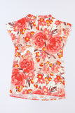 Plus Size Frilled Neck Ruffle Sleeveless Floral Dress