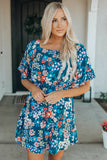 Square Neck Ruffle Floral Dress