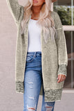 Gray Textured Knit Pocketed Duster Cardigan