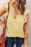 Casual Solid V Neck Butterfly Sleeve Top