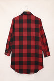 Brown Turn-down Collar Plaid Shirt Coat