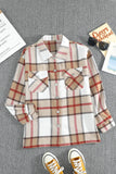 Plaid Print Buttoned Shirt Coat with Pocket