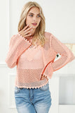 Hollowed Eyelets Knit Bell Sleeve Sweater