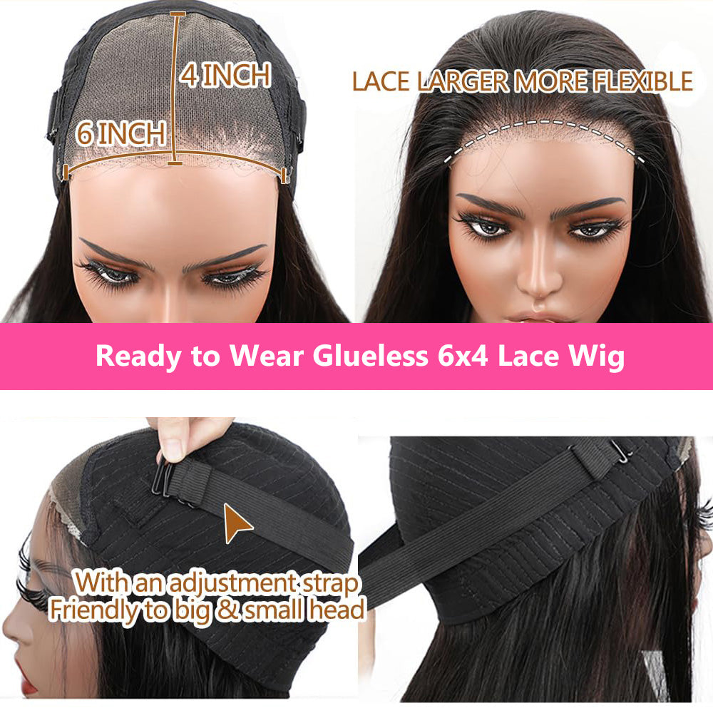 Straight Glueless Human Hair Wigs Pre-Everything 7x5 6x4 Lace Closure Wig