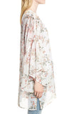 Floral Print Ruffled Long Sleeves Kimono