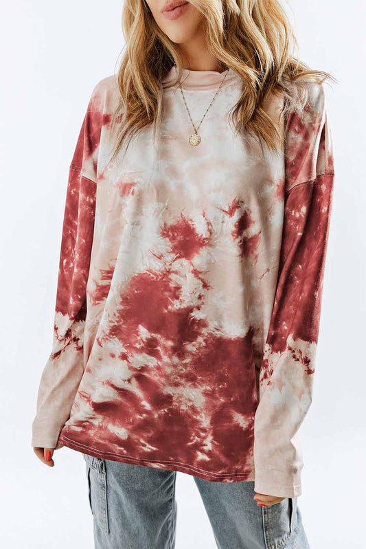 Tie Dye Crew Neck Long Sleeve Top