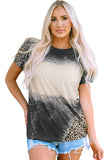 Bleached Blank Leopard Tie-dye Print T Shirt