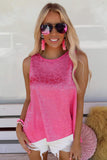 Pink Satin Leopard Tank Top