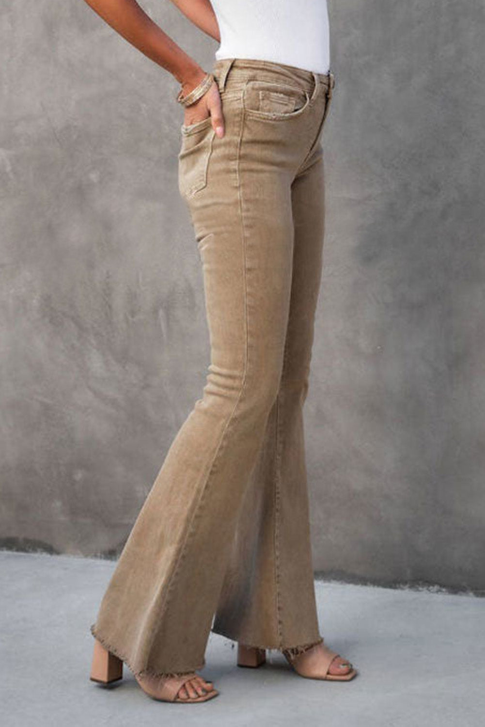 Raw Hem High Waist Flare Jeans