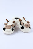 White Cartoon Animal Cow Plush Slippers