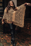 Plus Size Tasseled Hem Draped Poncho