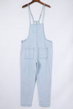 Chambray Pocketed Adjustable Straps Jumpsuit