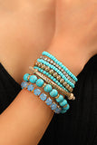 Vintage Boho Turquoise Gem Beaded Bracelet Set