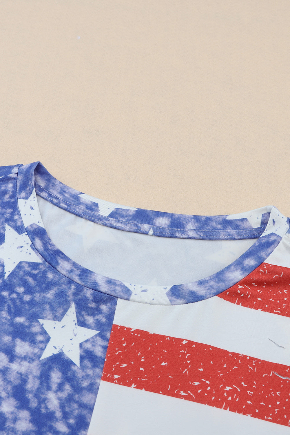 American Flag Print Distressed Crew Neck T Shirt