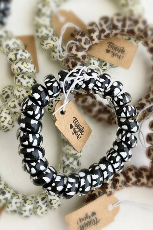 Black Leopard Printed Telephone Wire Hair Loop