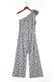 Print Slant One Shoulder Loose Jumpsuit