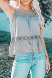 Lace Embroidery Ruffled Sleeveless Top