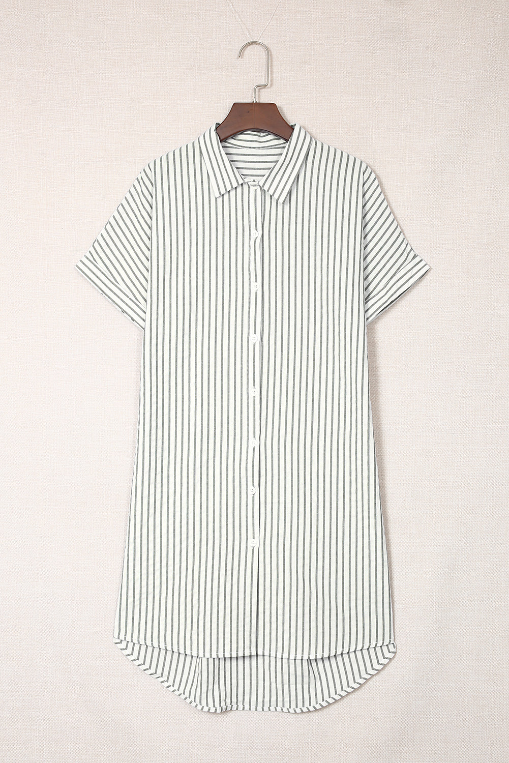 Short Sleeves Striped Shirt Dress