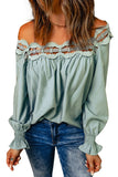 Lace Hollow-out Scalloped Neck Blouse