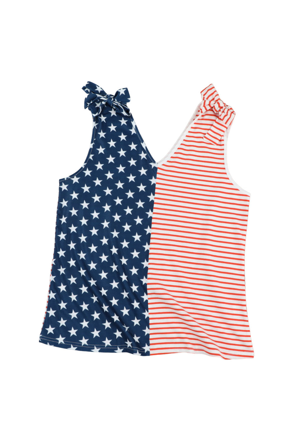 American Flag Color Block Knotted Straps Tank Top