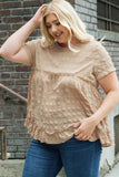 Plus Size Crinkle Textured Ruffle Trim Babydoll Top