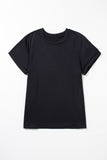 Black Solid Color Crew Neck Tee