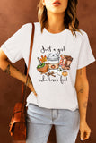 T-shirt blanc avec image Just A Girl Who Loves Fall 