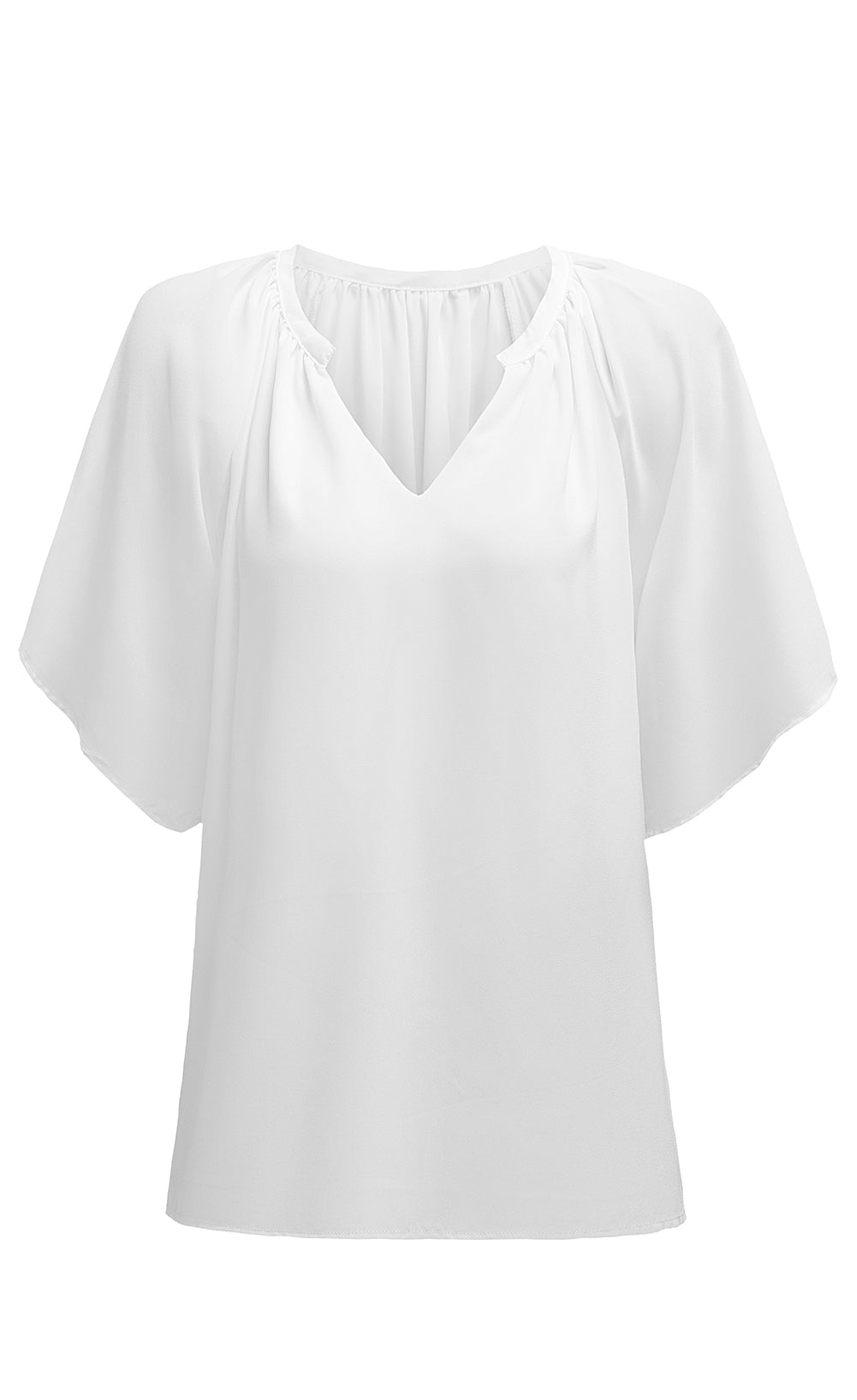 Split Neck Pleated Loose Top