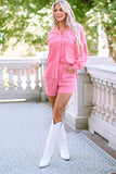 Ribbed Knit Button Top and Shorts Set