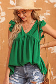 V Neck Flutter Sleeveless Top