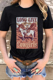 T-shirt noir à imprimé graphique LONG LIVE Cowgirls