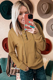 Drawstring Kangaroo Pocket Henley Hoodie