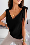 Tie On Shoulder V Neck Tank Top