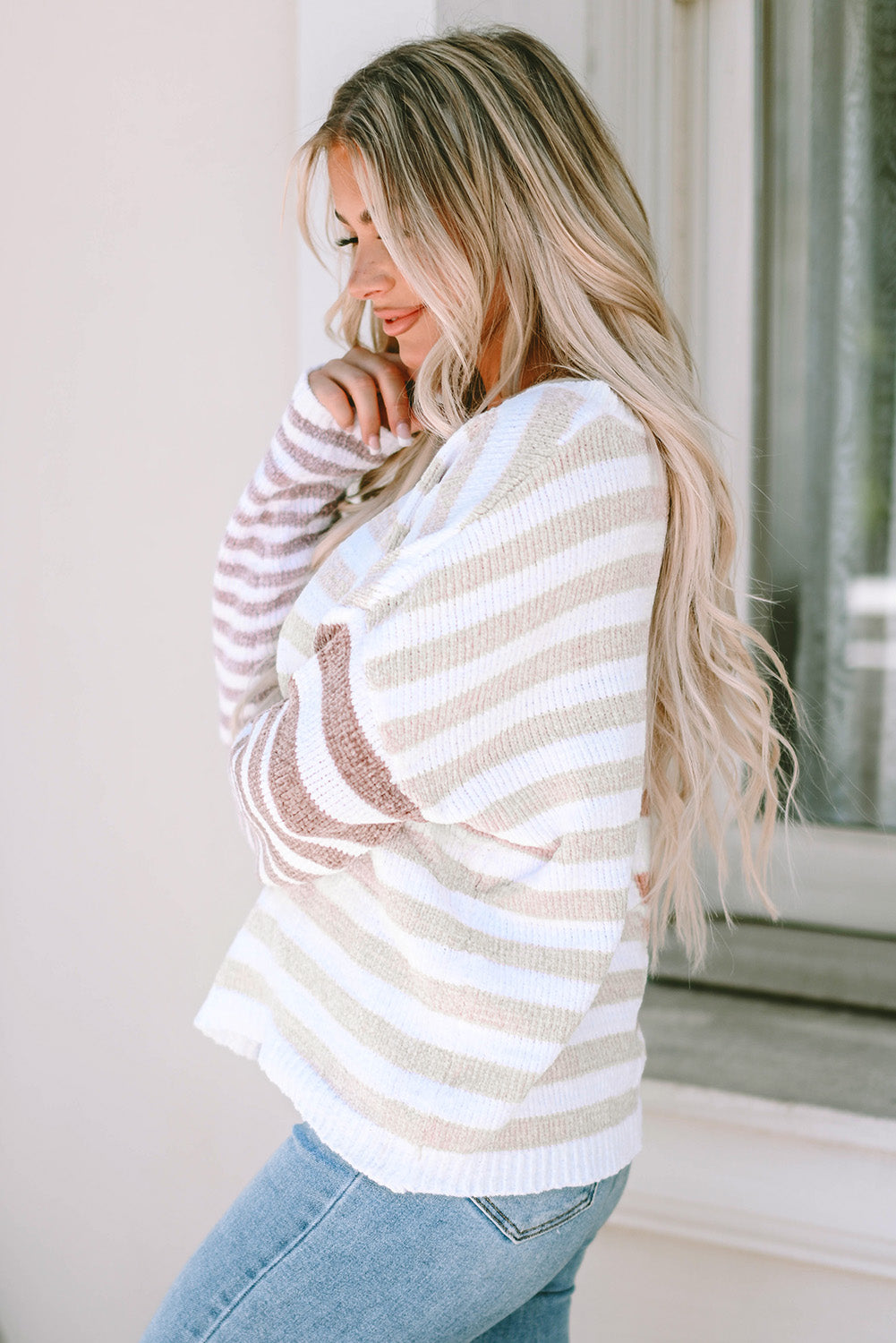 Blocked Drop Shoulder Slouchy Sweater