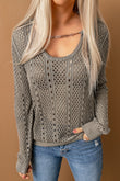 Hollow-out Chain Neckline Knit Sweater