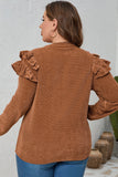 Plus Size Solid Ruffled Tiered Long Sleeve Top