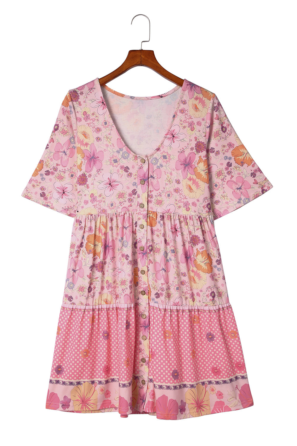 Mini-robe multicolore à volants et imprimé floral hibiscus