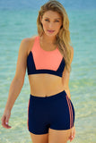 Color Block Criss Cross High Waist Bikini Swimsuit