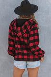 Buffalo Plaid Zipped Front Pocketed Hoodie