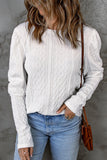 Solid Color Puffy Sleeve Textured Knit Top