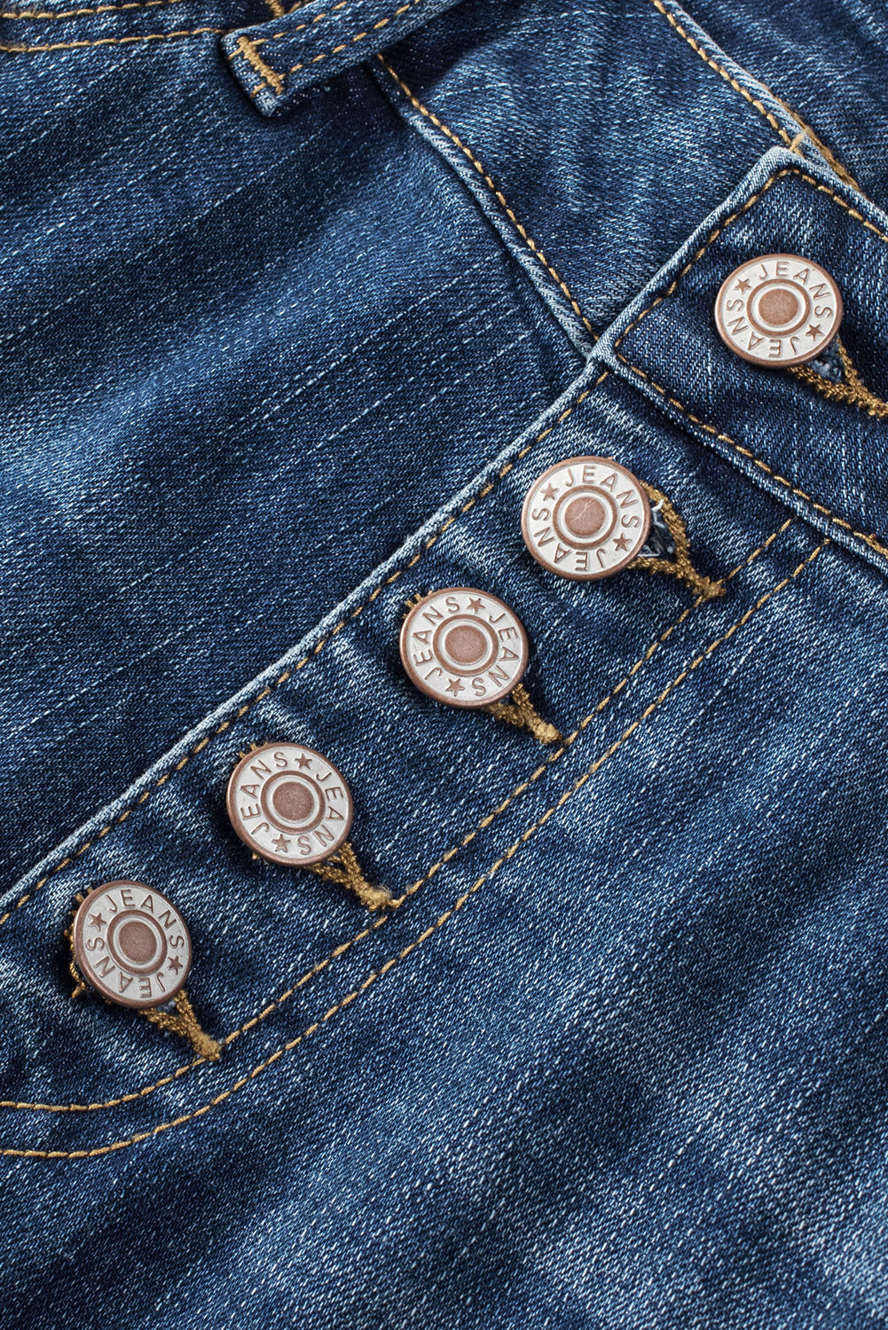 Blue Distressed Button Fly High Waist Skinny Jeans