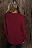 Faux Knit Jacquard Puffy Long Sleeve Top