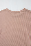 Smoke Gray Cording Drop Shoulder Puff Sleeve Casual Long Sleeve Top