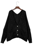 Buttons Front Pocketed Sweater Cardigan