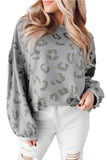 Animal Print Drop Shoulder Loose Sleeve Casual Top