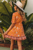 Self-tie Front Cut-out Floral Dress