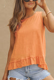 Ruffle Trim Sleeveless Top