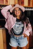 Pink Fringe Plus Size Cropped Jacket