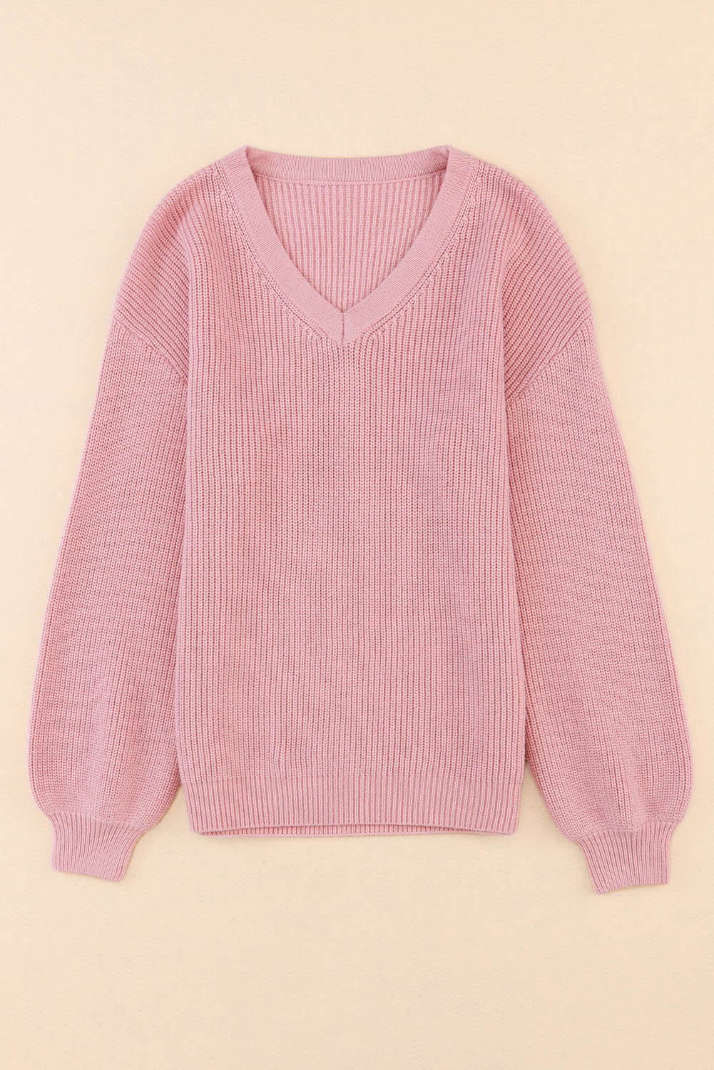 V Neck Drop Shoulder Knitted Sweater